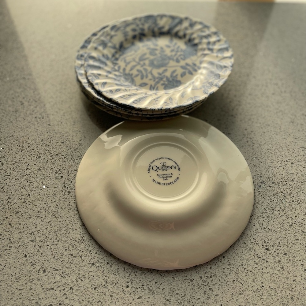 6 inch salad plates with blue flowers